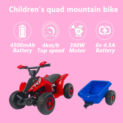 6V Battery Powered Kids Electric Vehicle, Kids Ride on ATV, 4 Wheeler Quad w/Headlights, MP3, USB, Volume Control, Large Seat, Electric Ride on Toys Best Gifts For Age 3-6 years Old  (Red)