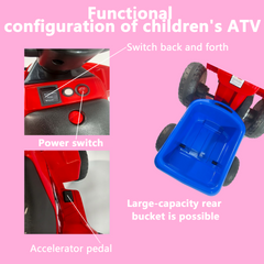 6V Battery Powered Kids Electric Vehicle, Kids Ride on ATV, 4 Wheeler Quad w/Headlights, MP3, USB, Volume Control, Large Seat, Electric Ride on Toys Best Gifts For Age 3-6 years Old  (Red)