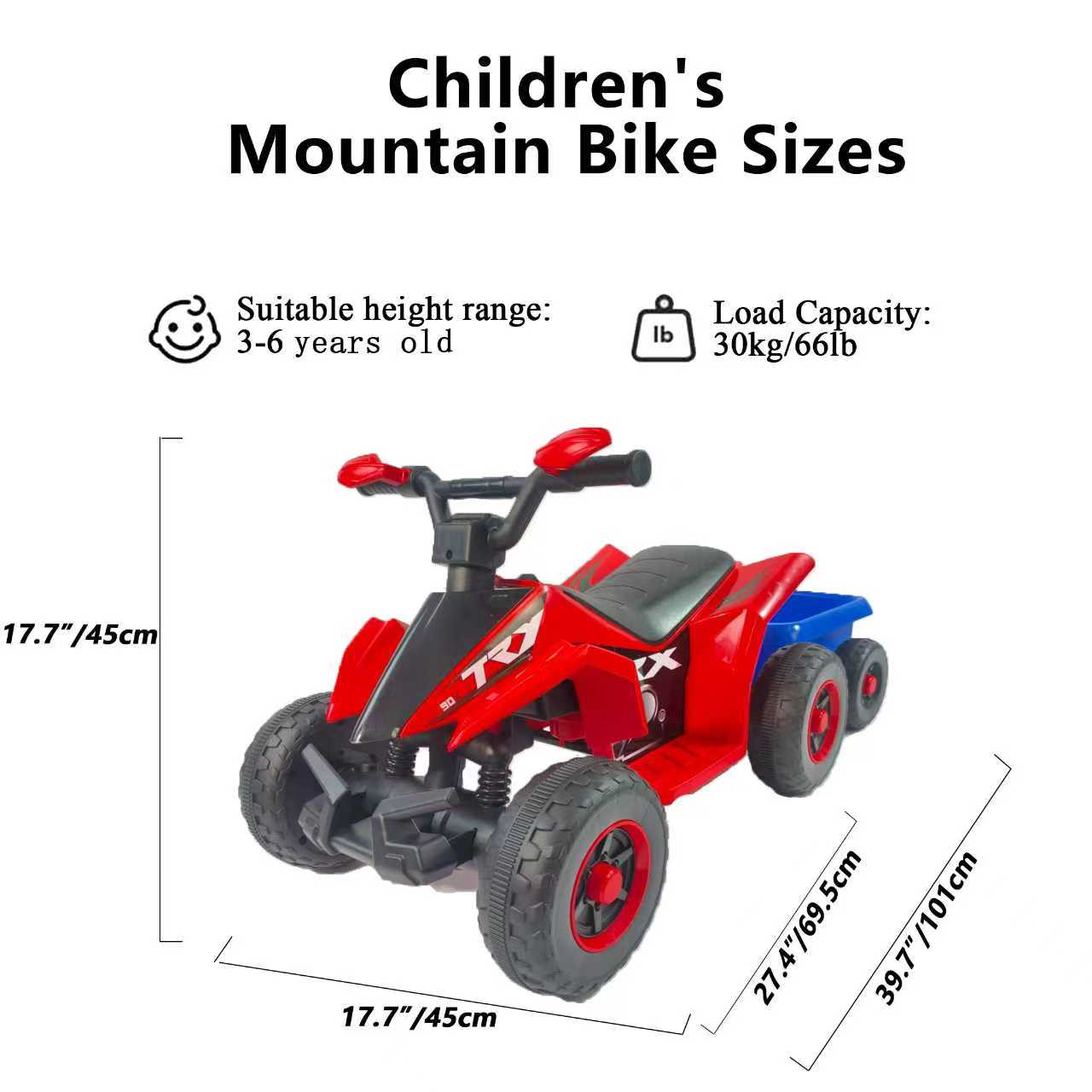 6V Battery Powered Kids Electric Vehicle, Kids Ride on ATV, 4 Wheeler Quad w/Headlights, MP3, USB, Volume Control, Large Seat, Electric Ride on Toys Best Gifts For Age 3-6 years Old  (Red)