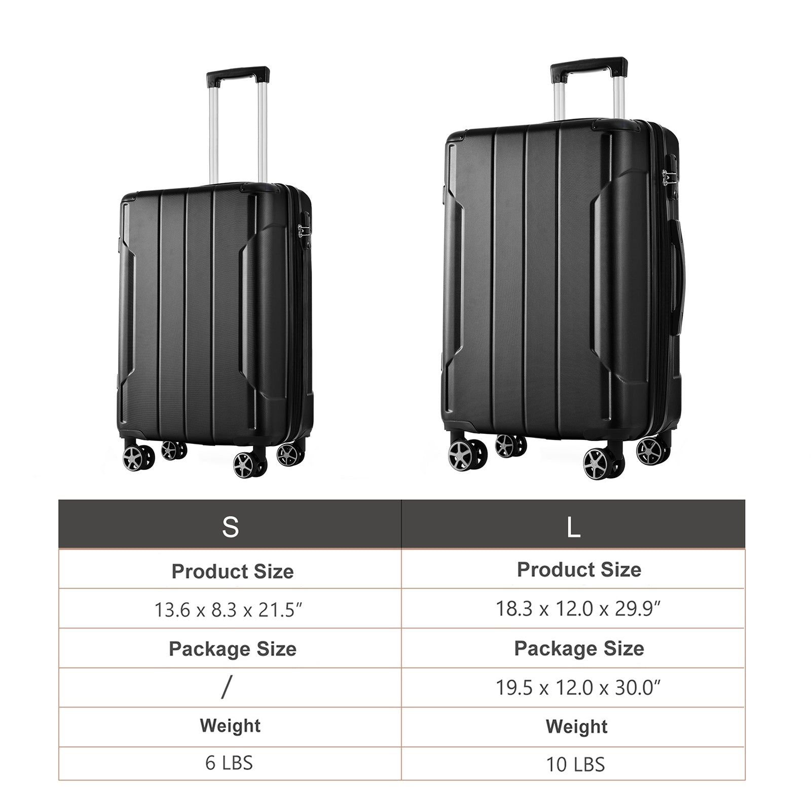 Hardshell ABS Luggage Sets 2 Piece Suitcase Set Expandable with TSA Lock Spinner Wheels for Men Women