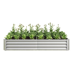 Raised Garden Bed Outdoor, 6×3×1ft , Metal Raised  Rectangle Planter Beds for Plants, Vegetables, and Flowers - Silver