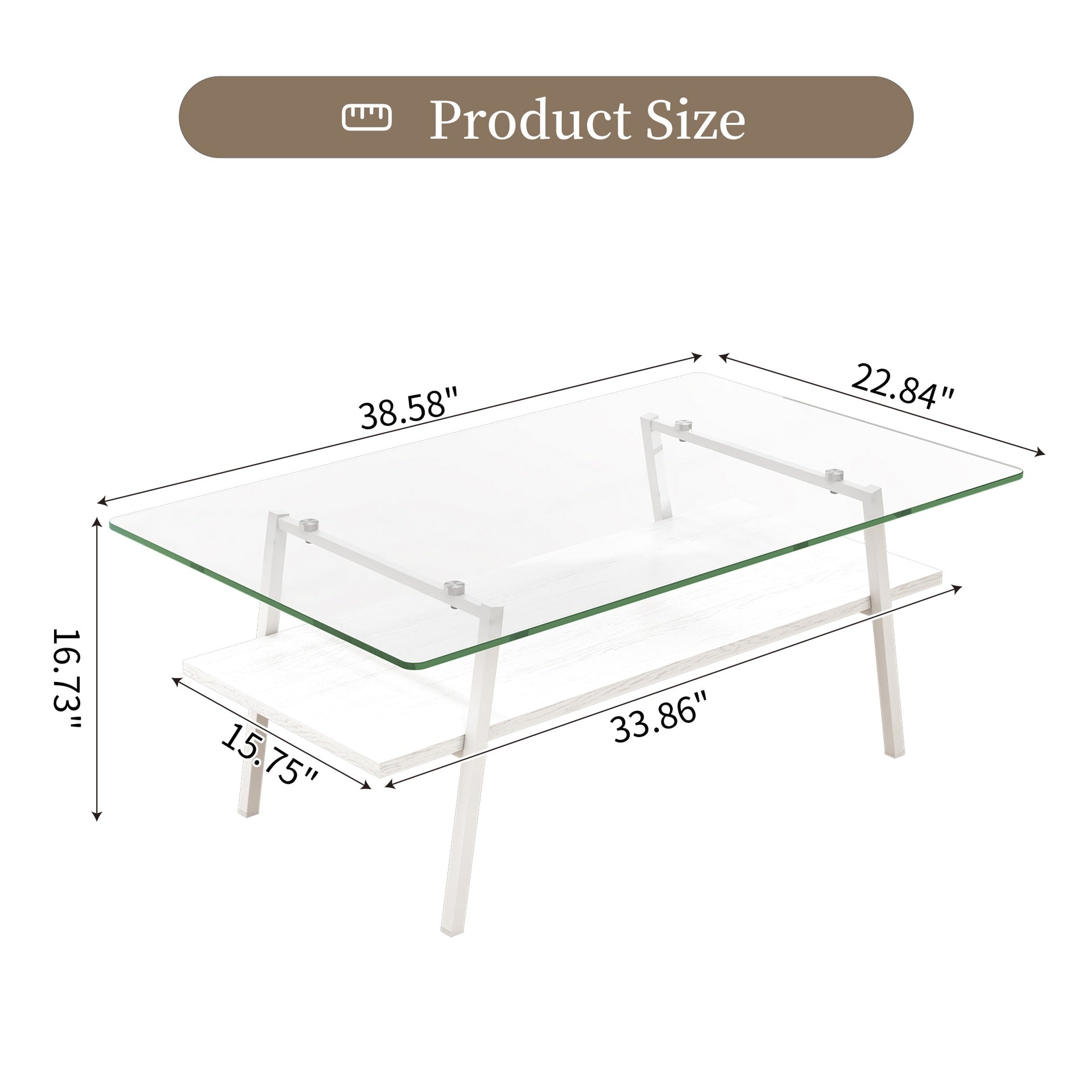 Coffee Table and End tables Set of 3, Tempered Glass Table with MDF layer, Modern Tables for Living Room , Transparent Glass
