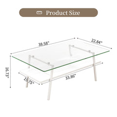Coffee Table and End tables Set of 3, Tempered Glass Table with MDF layer, Modern Tables for Living Room , Transparent Glass