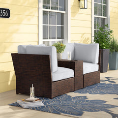 Outdoor Wicker Loveseat with Cushions – Ready to Use, No Assembly Required