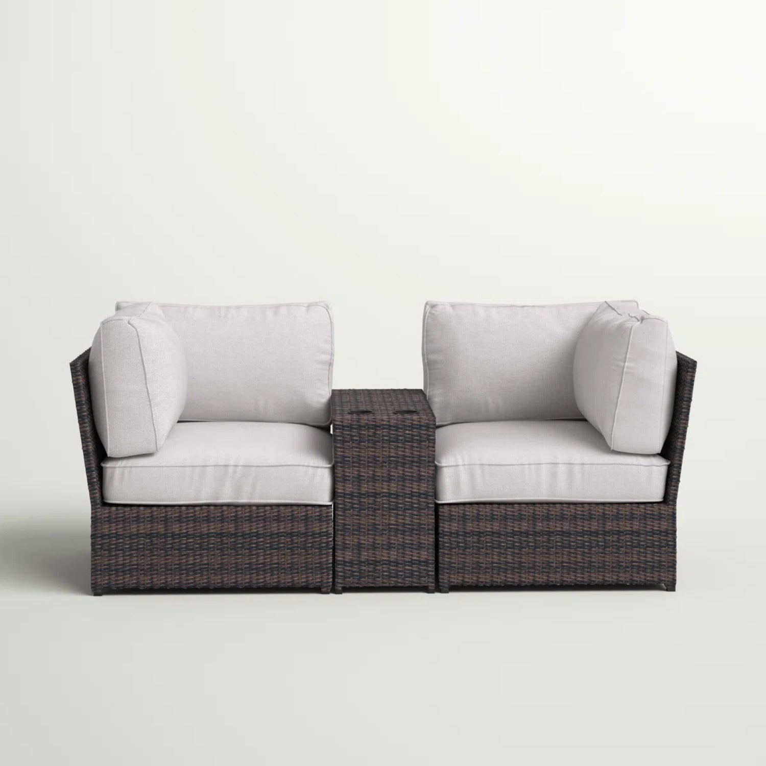 Outdoor Wicker Loveseat with Cushions – Ready to Use, No Assembly Required