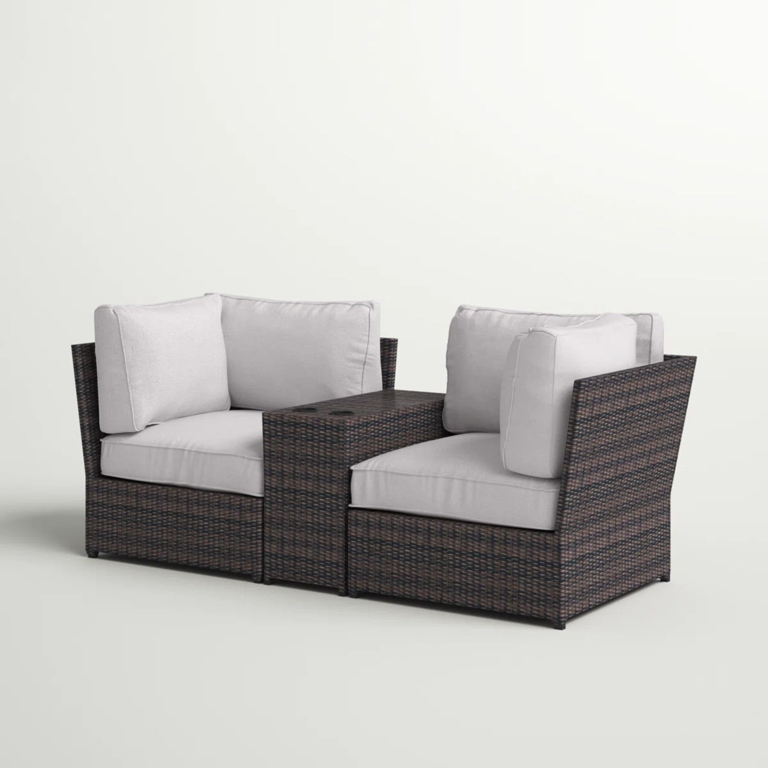 Outdoor Wicker Loveseat with Cushions – Ready to Use, No Assembly Required