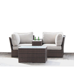 Fully Assembled 2-Piece Outdoor Rattan Seating Group with Cushions