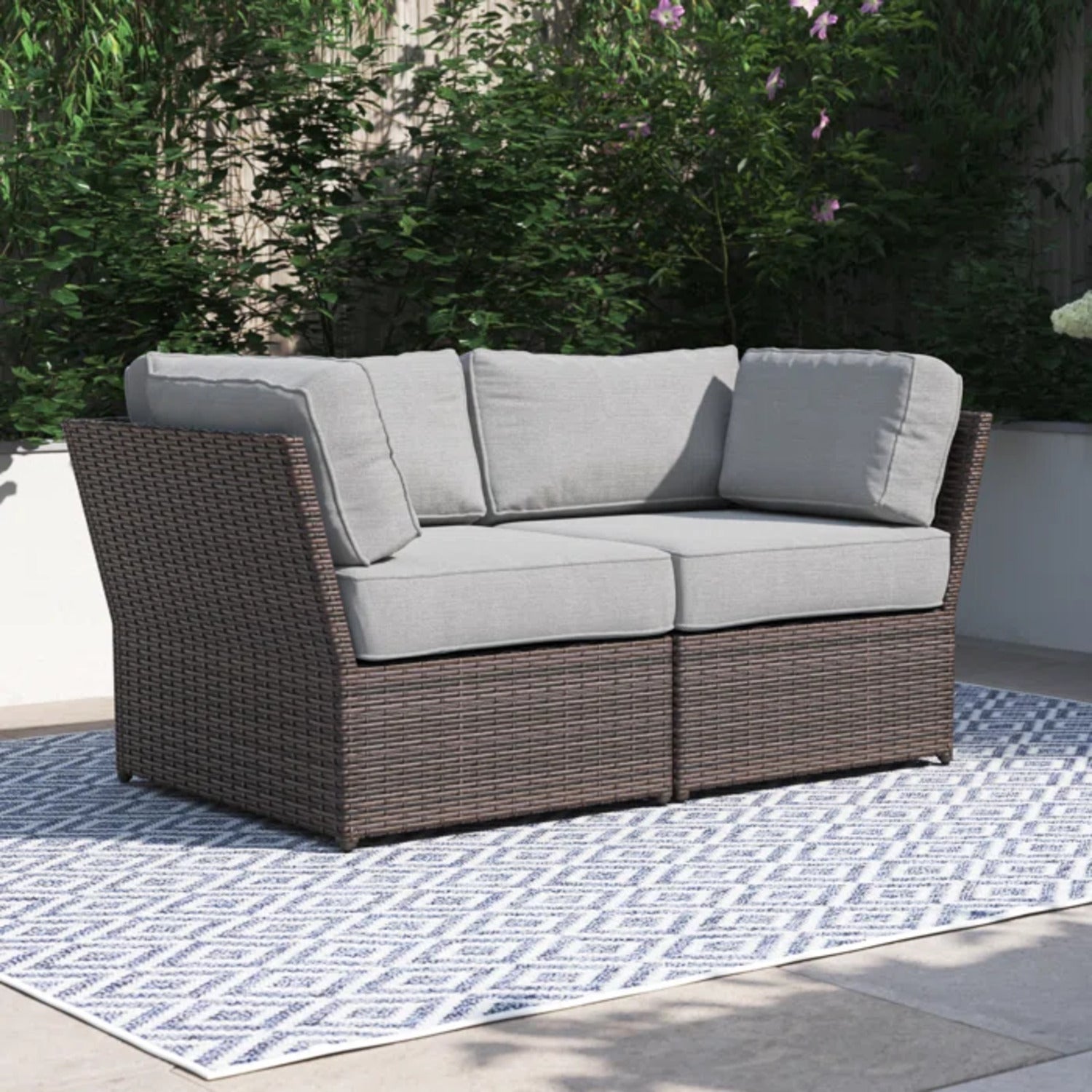 Fully Assembled 66" Outdoor Wicker Loveseat with Cushions – Ready-to-Use Patio Seating