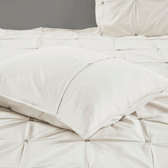 3 Piece Elastic Embroidered Cotton Comforter Set White King/Cal King