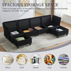 UNITED WE WIN Modular Sectional Sofa: Freely Combinable 6-Seat Convertible Sectionals with Chaise, U Shaped Oversized Sectional Couches with Storage Ottoman for Home Apartment Office
