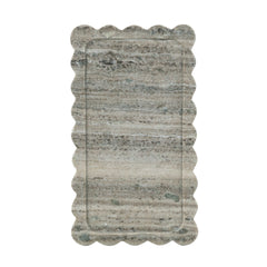 14x8" Scalloped Marble Tray with Natural Gray Finish