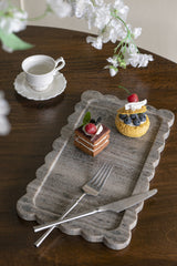 14x8" Scalloped Marble Tray with Natural Gray Finish