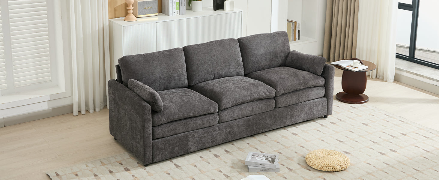 89"  Cozy Upholstered 3-seater Sofa Oversized Comfy Cloud Sofa Double Cushion 3-seater Sofa Plush Cushion Sofa Couch for Living Room  Grey