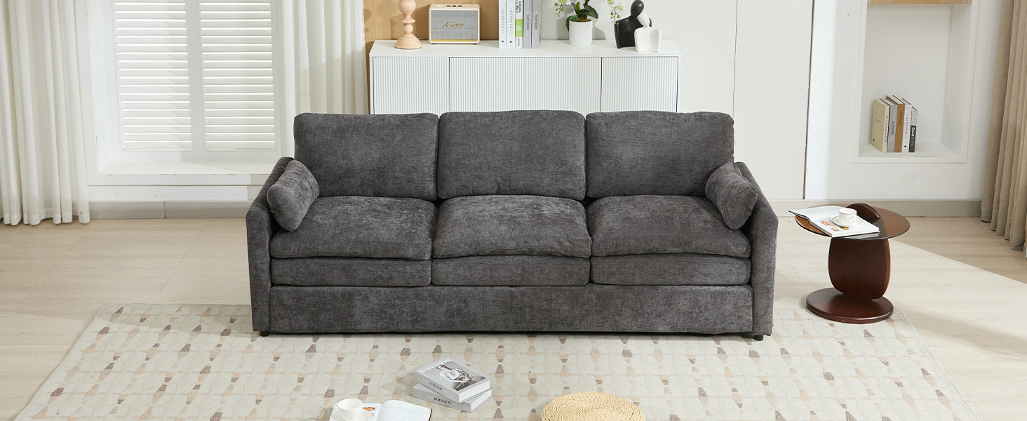 89"  Cozy Upholstered 3-seater Sofa Oversized Comfy Cloud Sofa Double Cushion 3-seater Sofa Plush Cushion Sofa Couch for Living Room  Grey