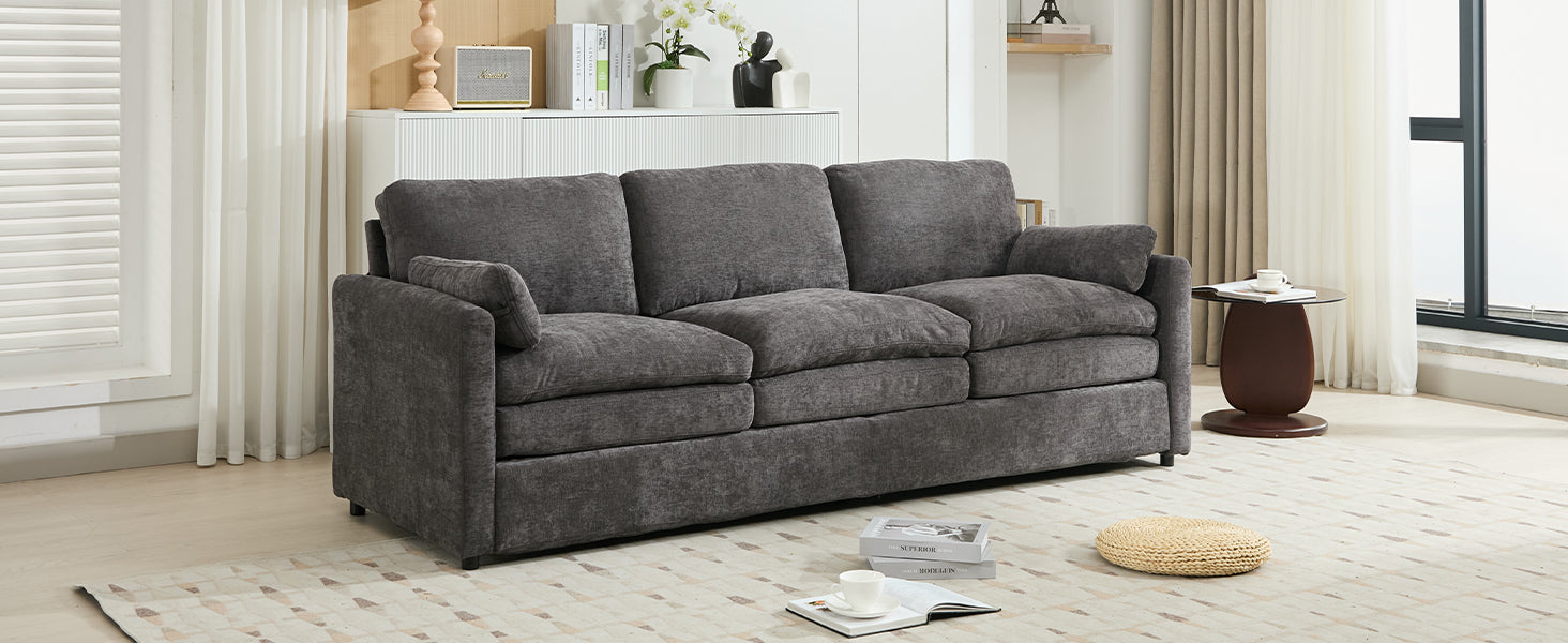 89"  Cozy Upholstered 3-seater Sofa Oversized Comfy Cloud Sofa Double Cushion 3-seater Sofa Plush Cushion Sofa Couch for Living Room  Grey