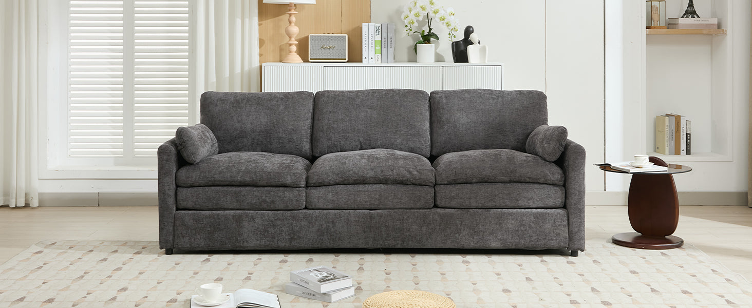 89"  Cozy Upholstered 3-seater Sofa Oversized Comfy Cloud Sofa Double Cushion 3-seater Sofa Plush Cushion Sofa Couch for Living Room  Grey