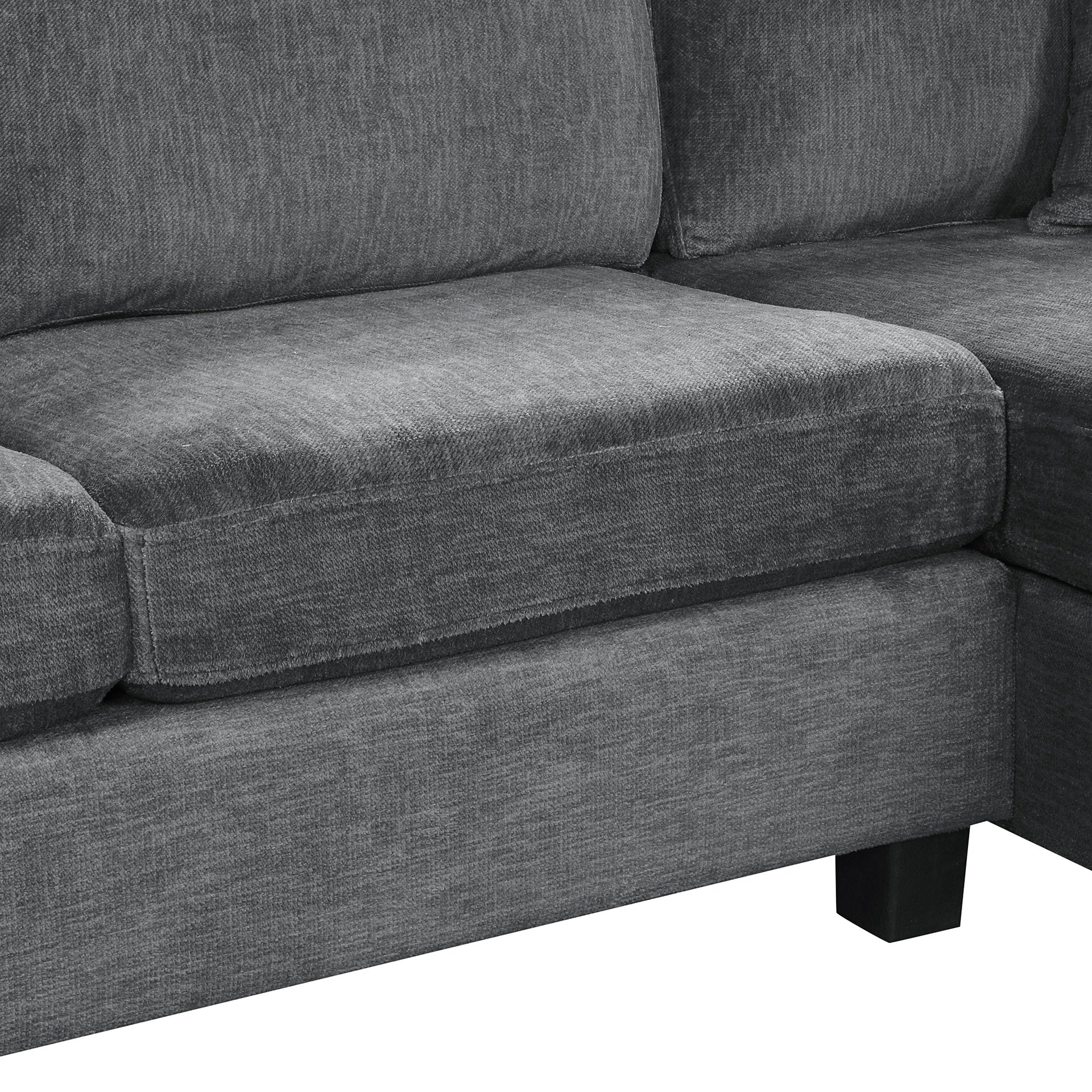 Sectional Sofa 111.8" U-shaped Sofa Chenille Upholstered Sofa Couch with Movable Storage Ottoman for Living Room, Dark Gray