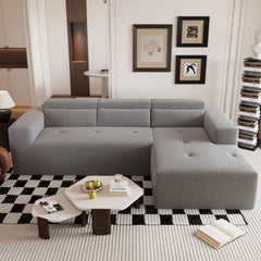 109'' Modern Modular Sectional Sofa, Teddy Fabric L Shaped Couch, 3 Seat Corner Sofa Couch, Modern Upholstered Couch with Chaise & Pillows for Living Room Apartment, No Assembly Required