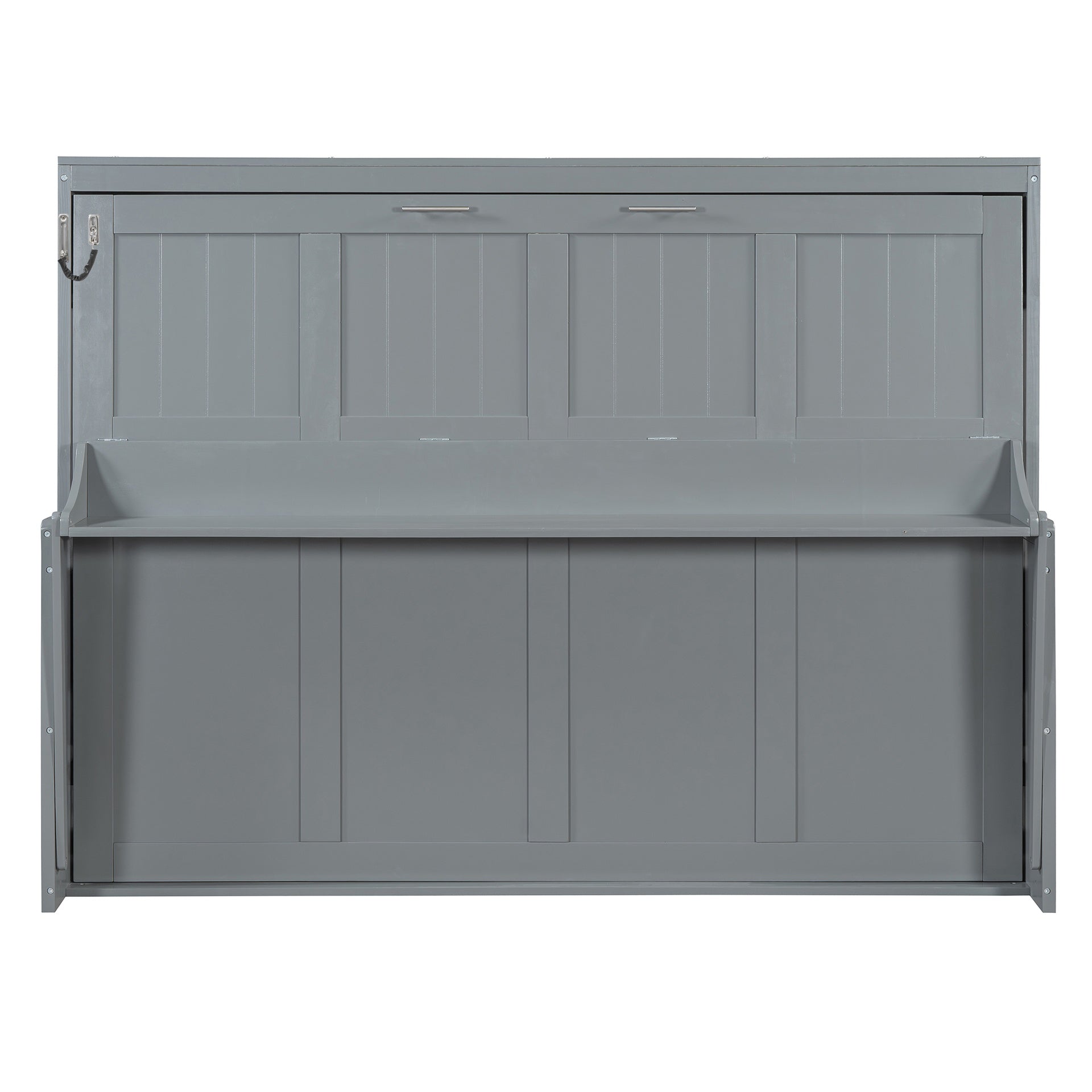 Queen Size Murphy Bed with Hydraulic Lift & Desk Design, Gray