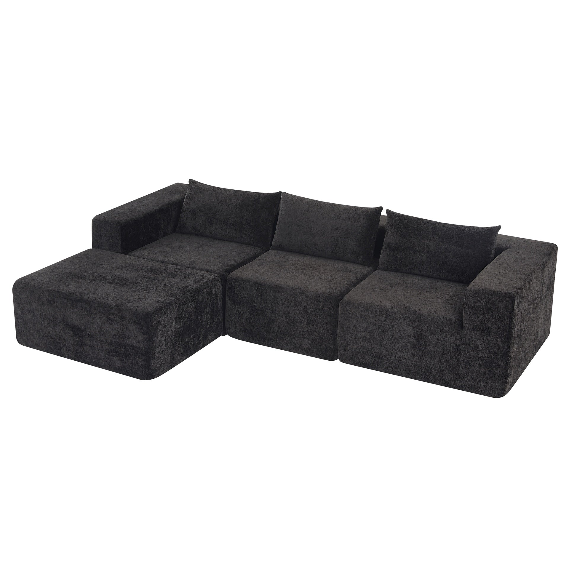 107" Compressed Sectional Sofas(Black)