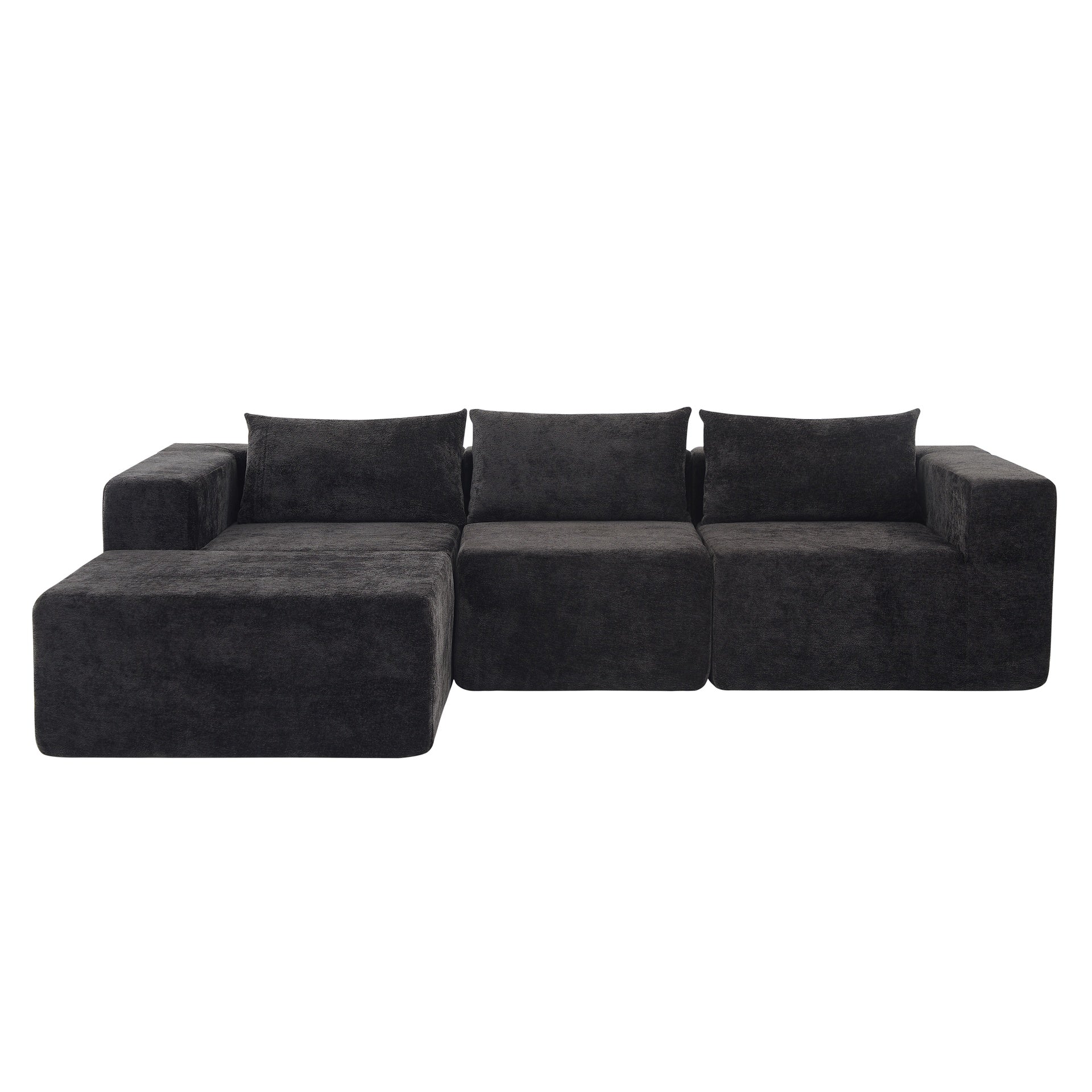 107" Compressed Sectional Sofas(Black)
