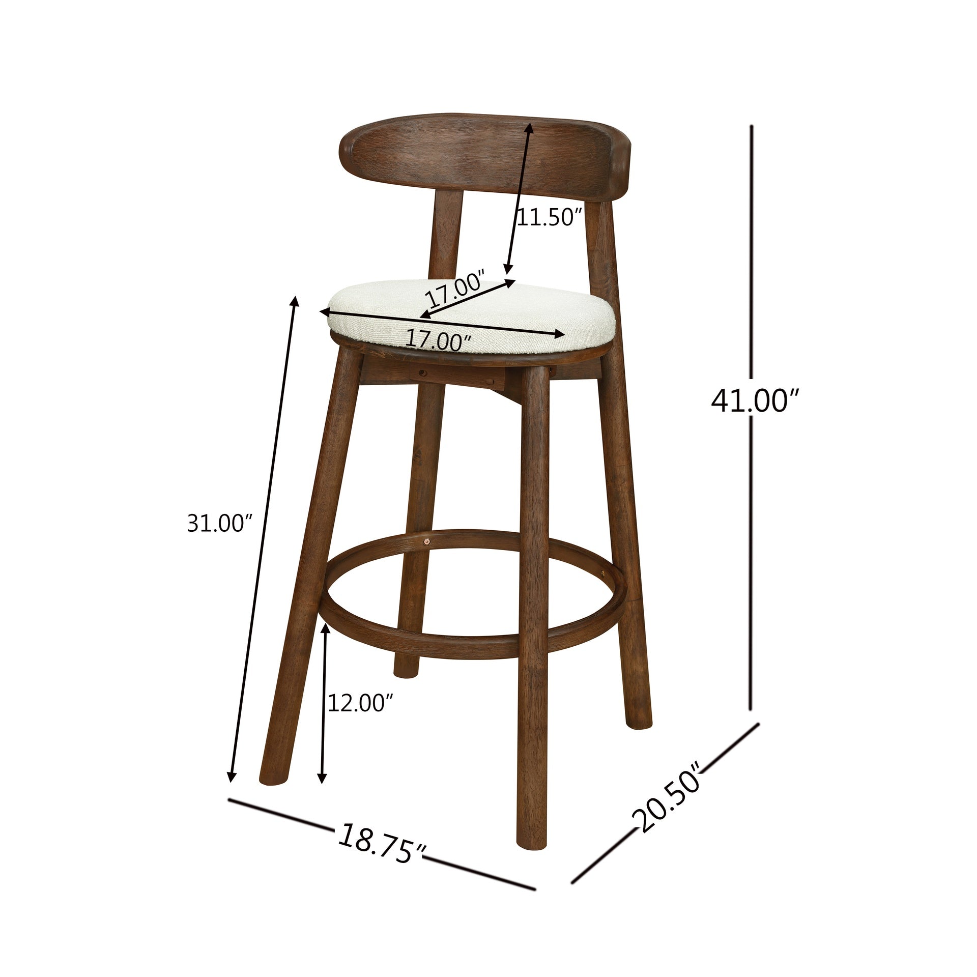 Round Cushion Bar stools (Walnut+Beige)