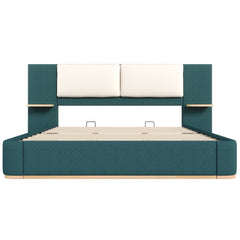 King Size Upholstered Platform Bed with Panel, Platform Bed Frame with Anti-Collision Soft Rounded Corners, Stable and Solid, No Box Spring Needed, Easy Assembly, Green
