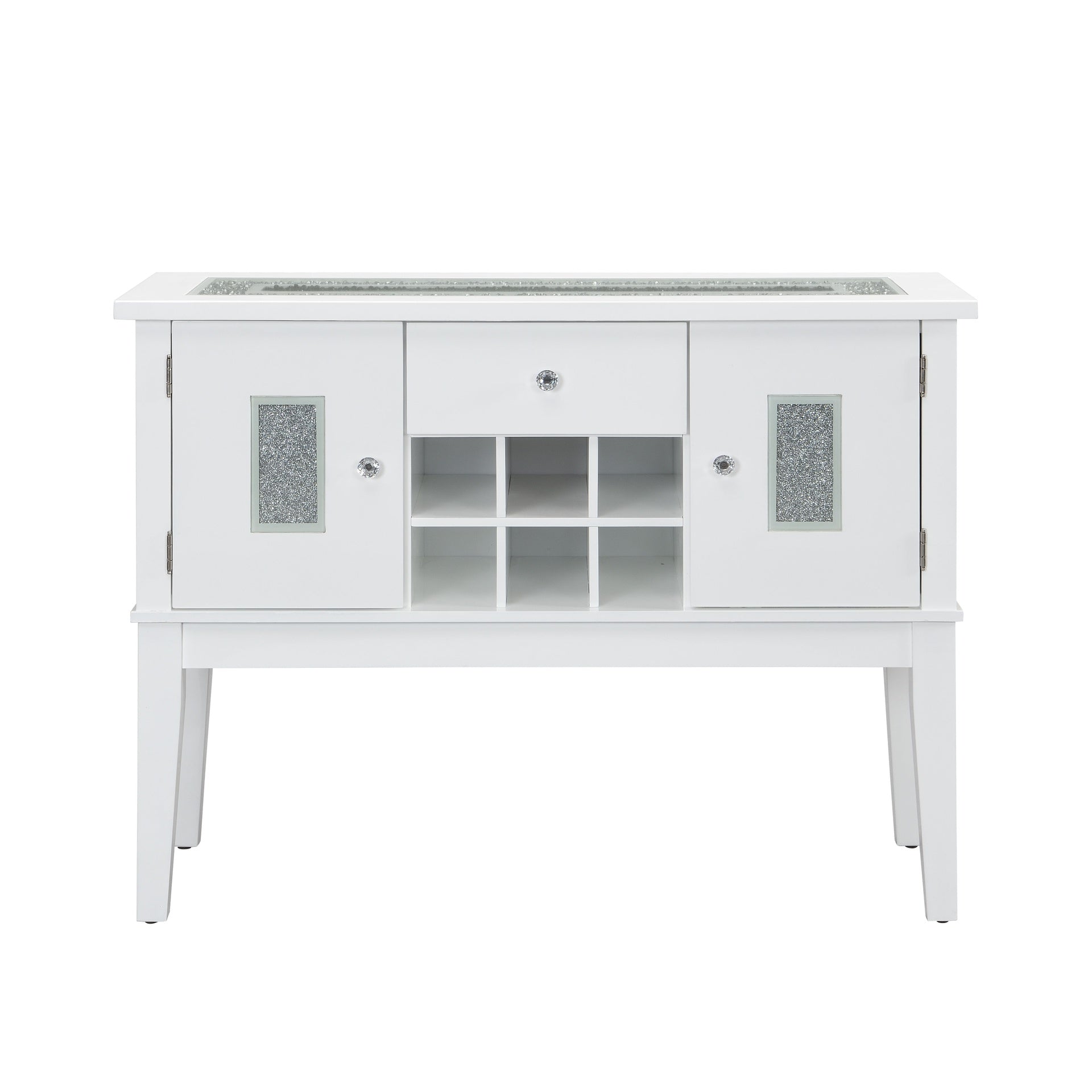 Elizaveta Faux Crystal Diamonds & White High Gloss Finish Server