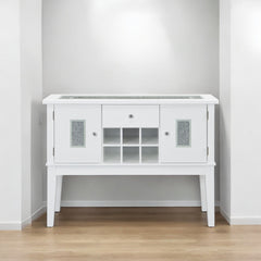 Elizaveta Faux Crystal Diamonds & White High Gloss Finish Server