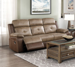 Plush Comfort Sofa Set 2pc Brown Microfiber Upholstered Tufted Details Reclining Sofa Loveseat Plush Arms Modern Living Room Furniture