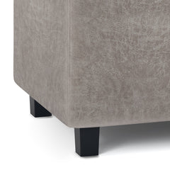 Cosmopolitan 34 inch Wide Storage Ottoman in Distressed Grey Taupe Vegan Leather
