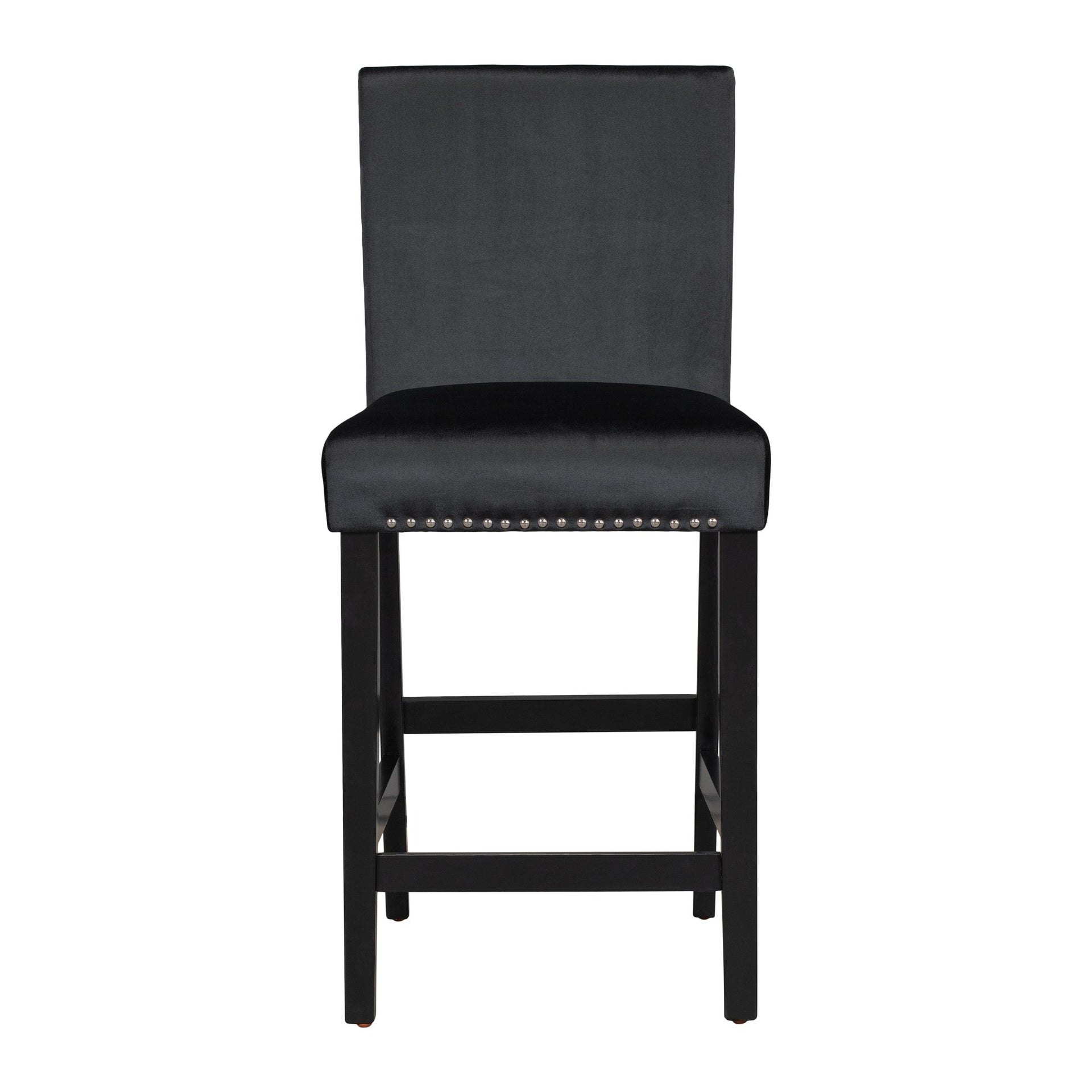 5-piece Counter Height Dining Table Set with One Faux Marble Top Dining Table and Four Velvet-Upholstered Chairs,Black
