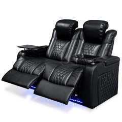 62.2"Power Recliner 2 PC Made WithTop-Grain Nappa,Fully Adjustable Relaxation,Smart Charging,Dynamic RGB LED Lighting,BLACK