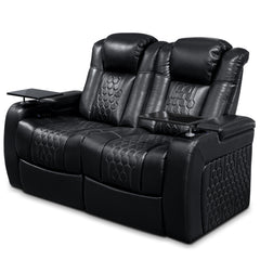 62.2"Power Recliner 2 PC Made WithTop-Grain Nappa,Fully Adjustable Relaxation,Smart Charging,Dynamic RGB LED Lighting,BLACK