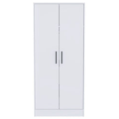Ambery 180 Armoire, Two Shelves, Double Door, Metal Rod, One Drawer -White