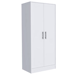 Ambery 180 Armoire, Two Shelves, Double Door, Metal Rod, One Drawer -White