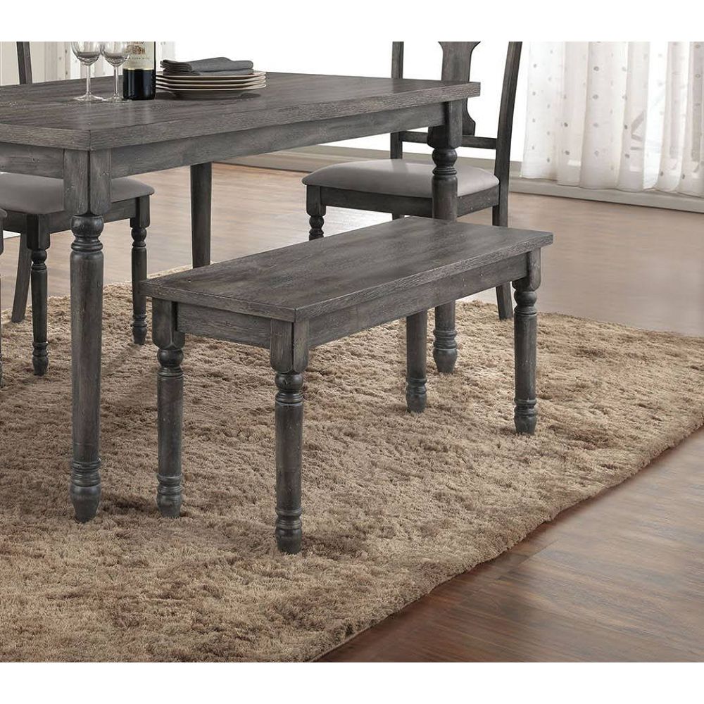 1pc Rustic Gray Finish Wooden Bench Dining Room Furniture, 40inch Bench