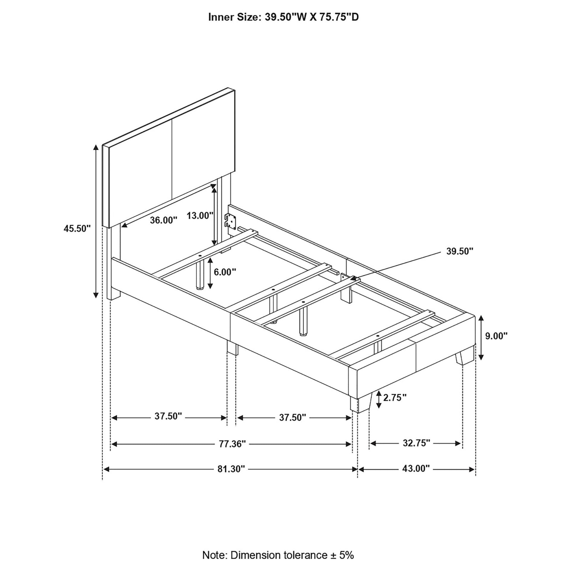 Grey Twin Panel Bed