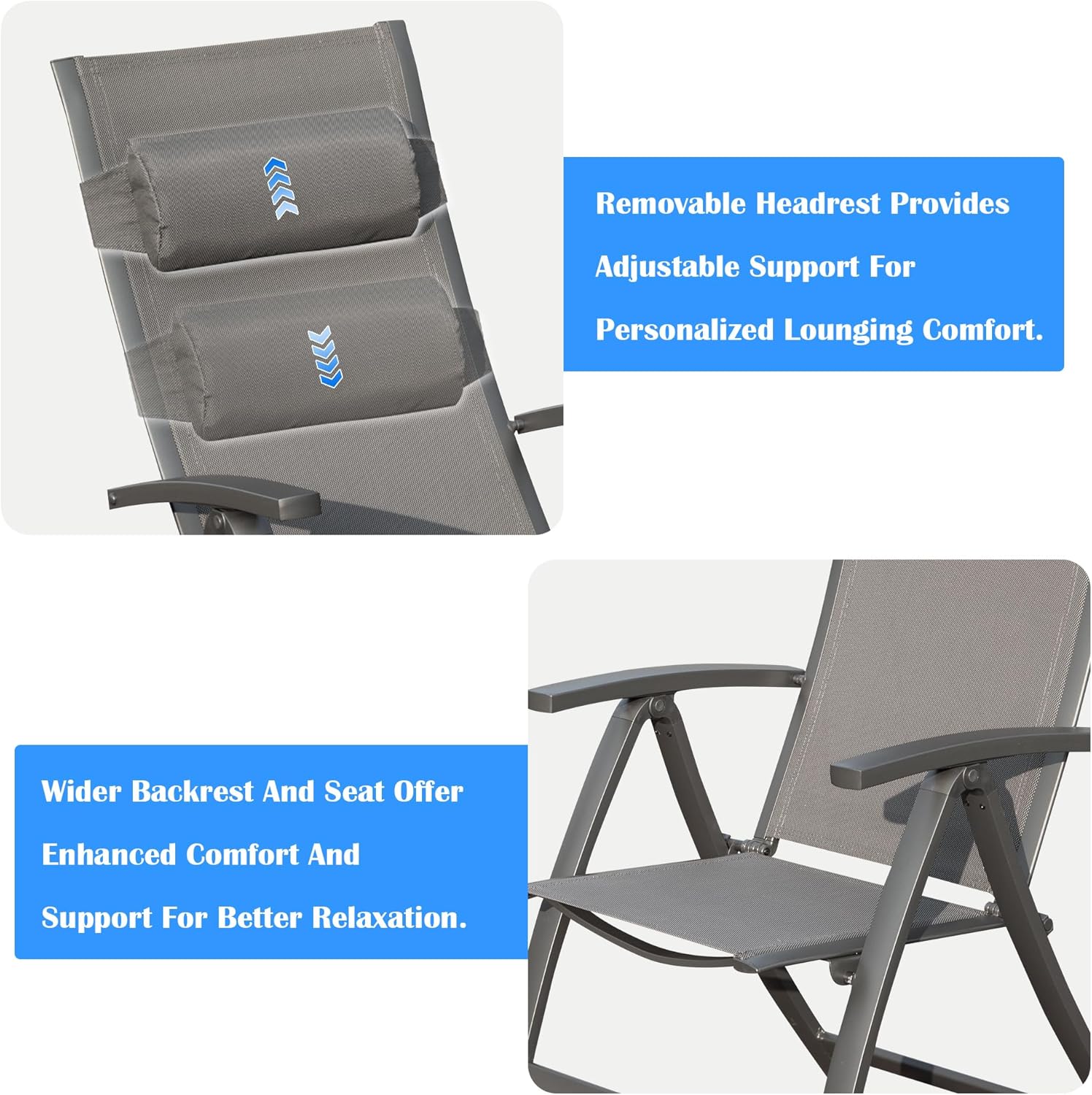 Patio Folding Chairs Set of 2,Textilene Fabric Seat