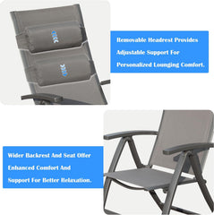 Patio Folding Chairs Set of 2,Textilene Fabric Seat