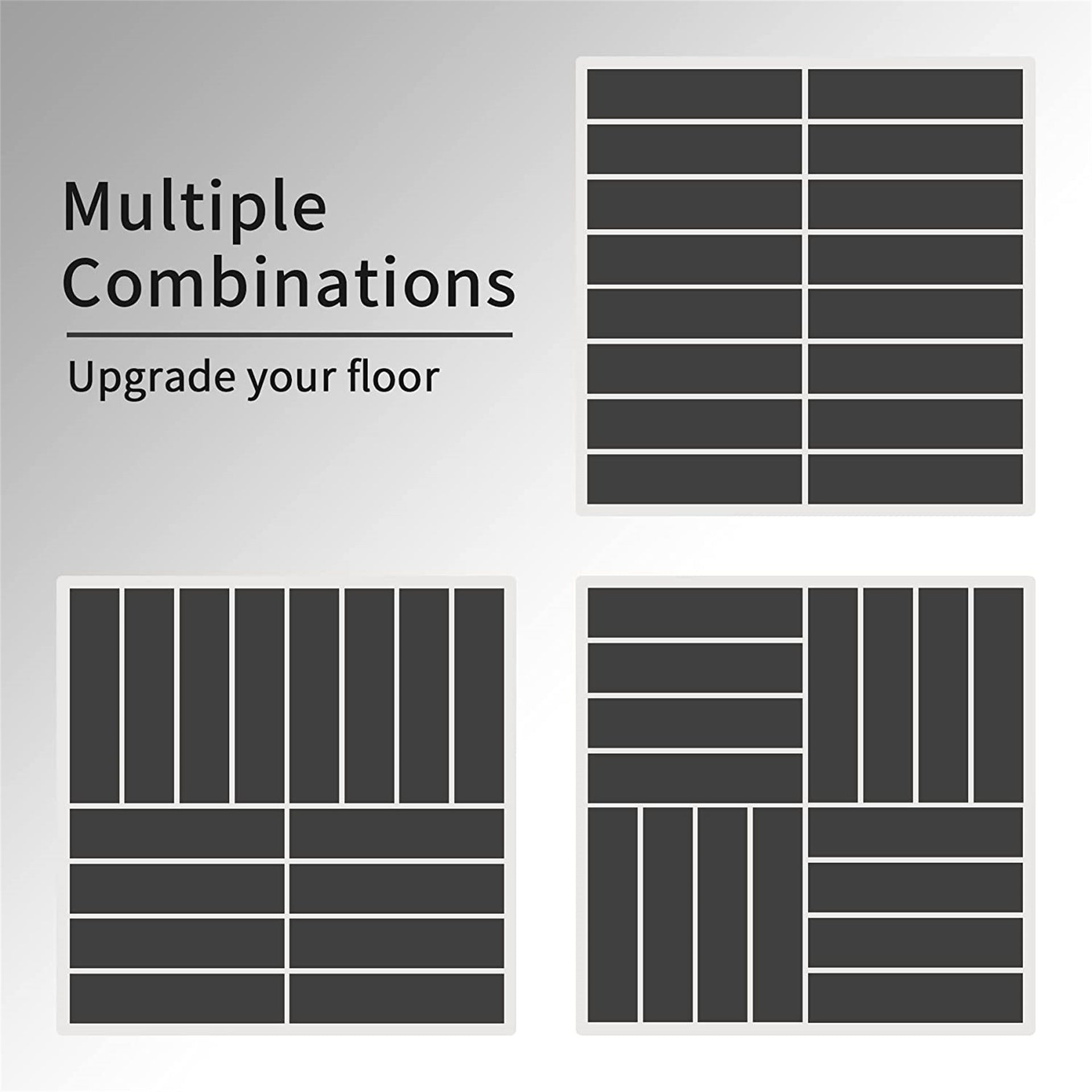 Patio Interlocking Deck Tiles, 12"x12" Square Composite Decking Tiles, Four Slat Plastic Outdoor Flooring Tile All Weather for Balcony Porch Backyard, (Dark Gray, Pack of 9)