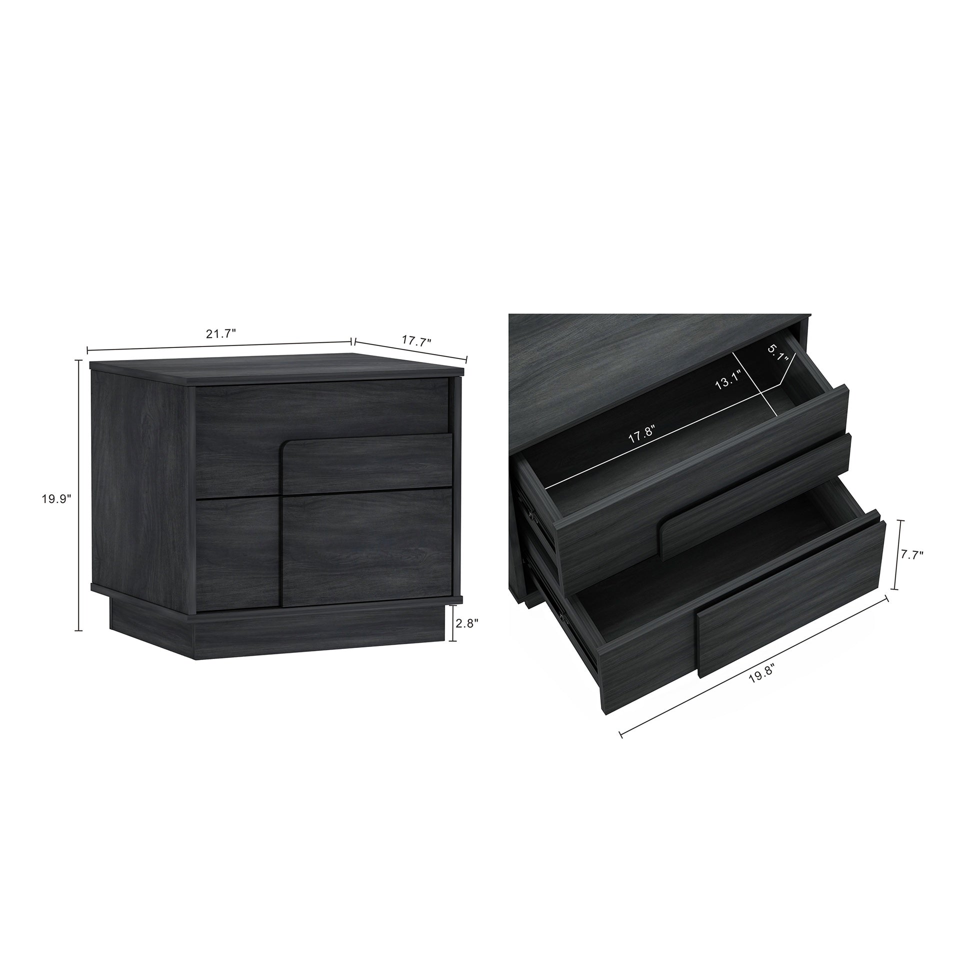 Nightstand in Charcoal Gray