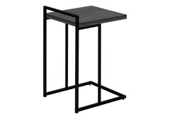 Accent Table, C-shaped, End, Side, Snack, Living Room, Bedroom, Grey Laminate, Black Metal, Contemporary, Modern
