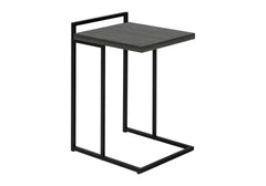 Accent Table, C-shaped, End, Side, Snack, Living Room, Bedroom, Grey Laminate, Black Metal, Contemporary, Modern
