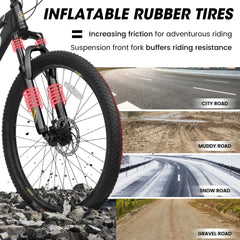 A26251    26-Inch Mountain Bike for Adults and Teenagers, High Carbon Steel Frame, Front and Rear Mechanical Disc Brakes, 21-Speed Gear System, 26x2.125 Tires