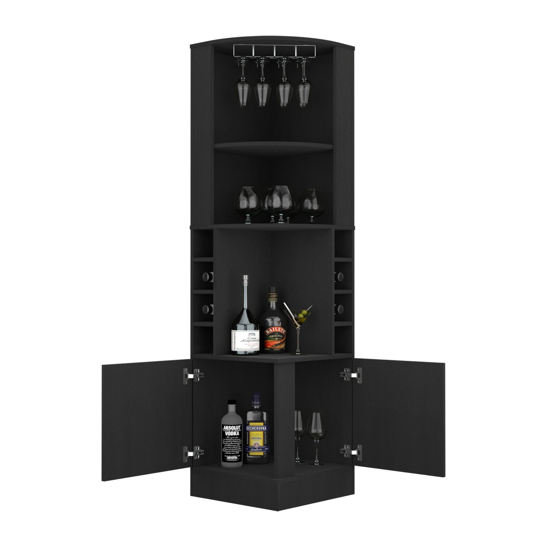 Jamesport 4-Bottle 2-Shelf Bar Cabinet Wenge