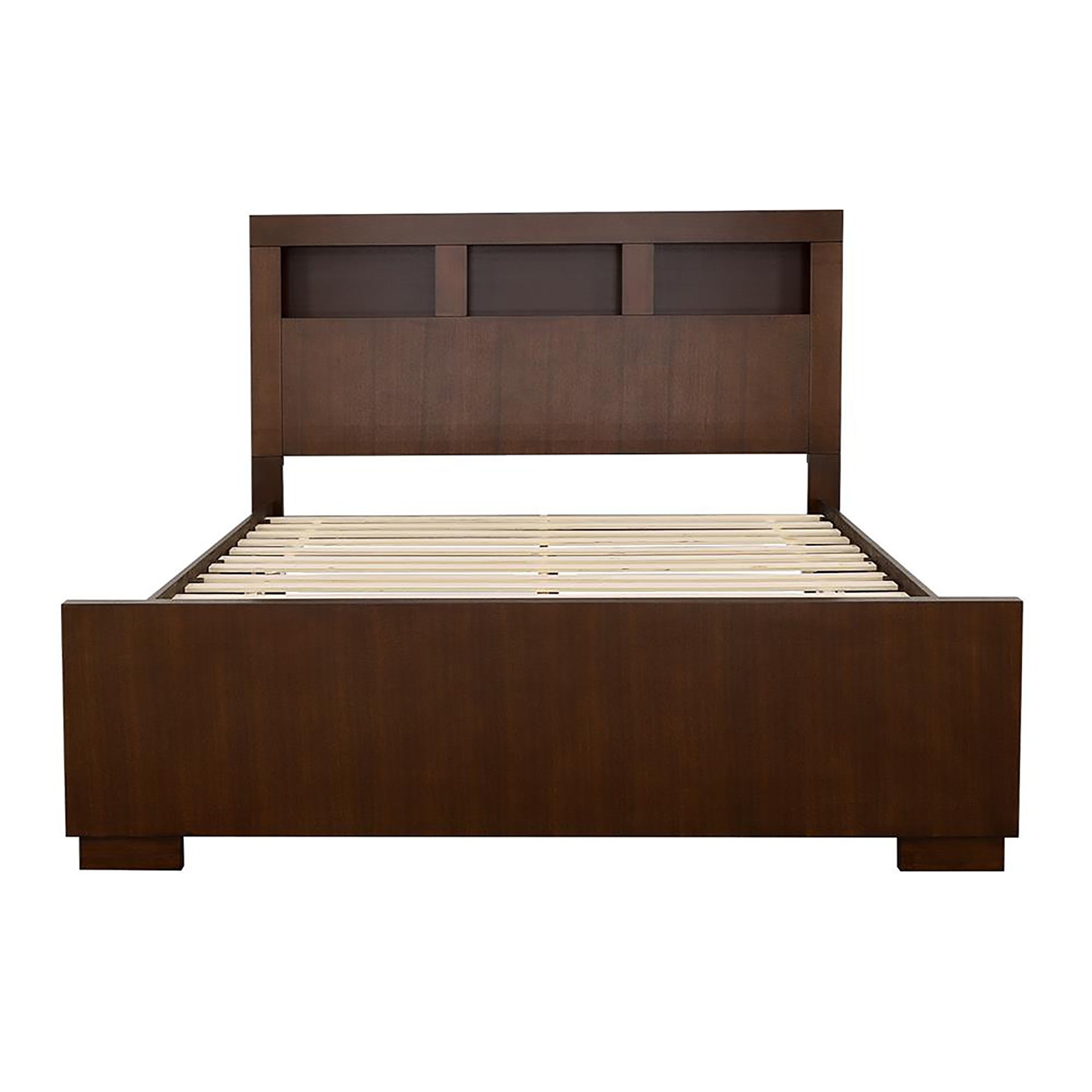 Cappuccino Queen Bed with Bookcase Headboard