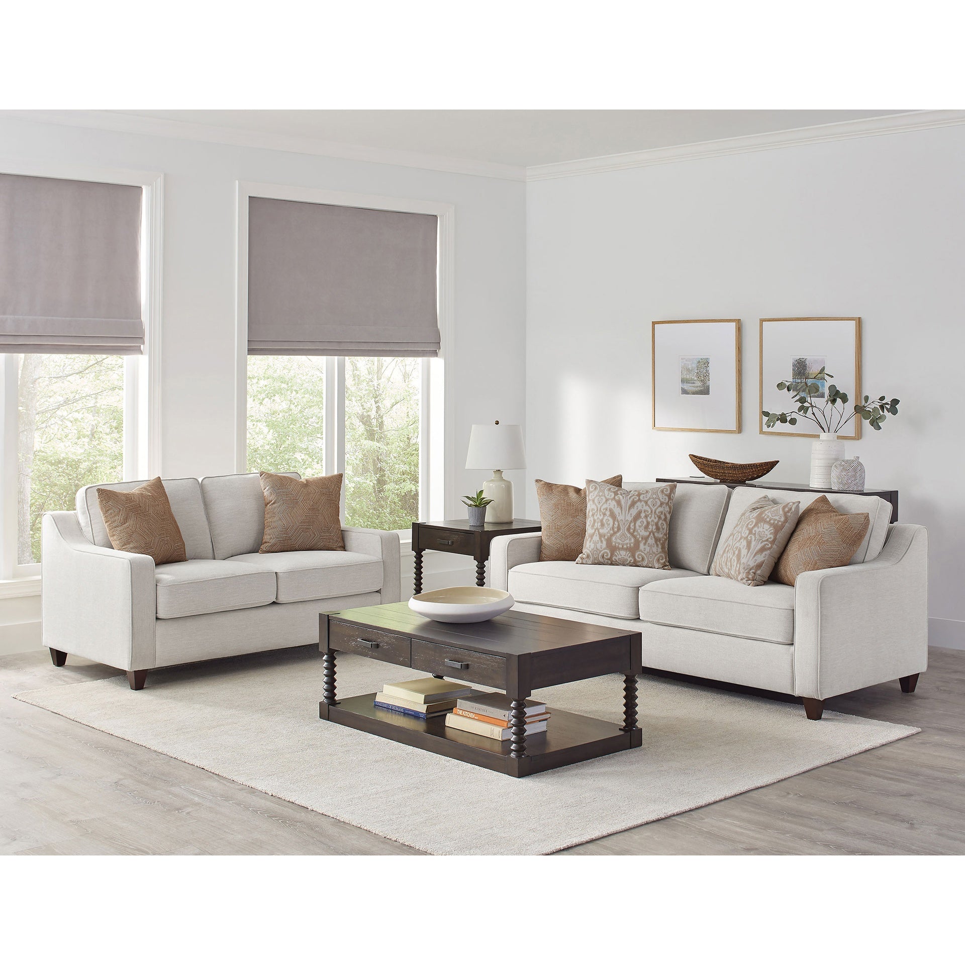 Mahaffey Beige 2-piece Track Arm Living Room Set