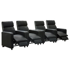 Warren Black Upholstered 4-seater Home Theater with Wedge Console