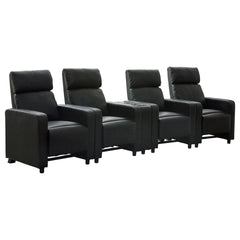 Warren Black Upholstered 4-seater Home Theater with Wedge Console